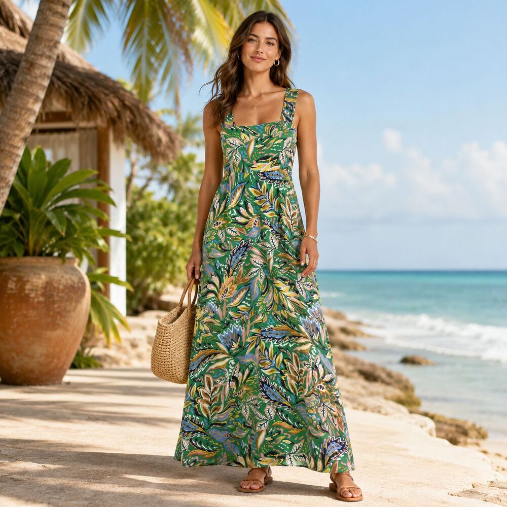 MSK Womens New Maxi Dress MEDIUM Floral Smocked Cold Shoulder Sundress 93533897J